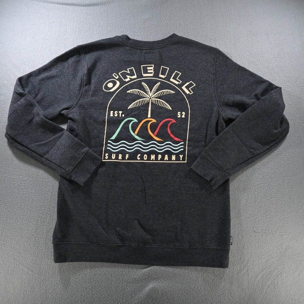 O'Neill Mens Surf Company Graphic Fleece Sweatshirt Size M Charcoal Gray Heather - Picture 1 of 7